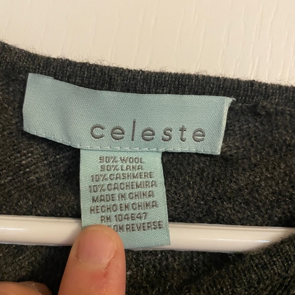 Celeste Charcoal  Black Wool Cashmere Blend‎ Poncho Sweater Shrug Outdoor Casual - Picture 4 of 4